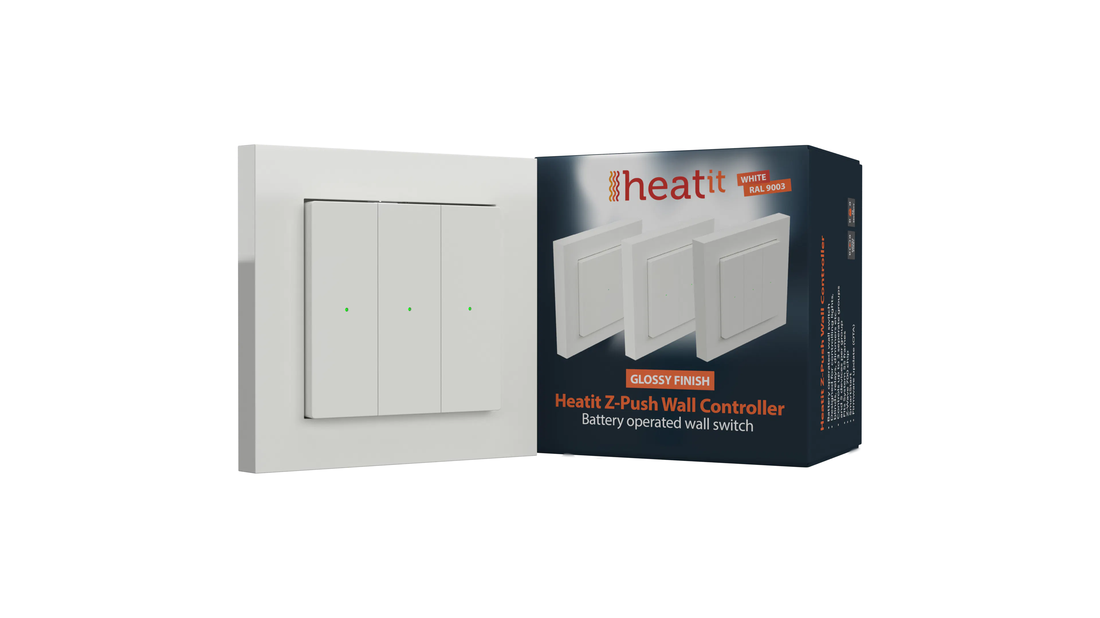 Heatit Z-Push Wall Controller White (1-6 Buttons)