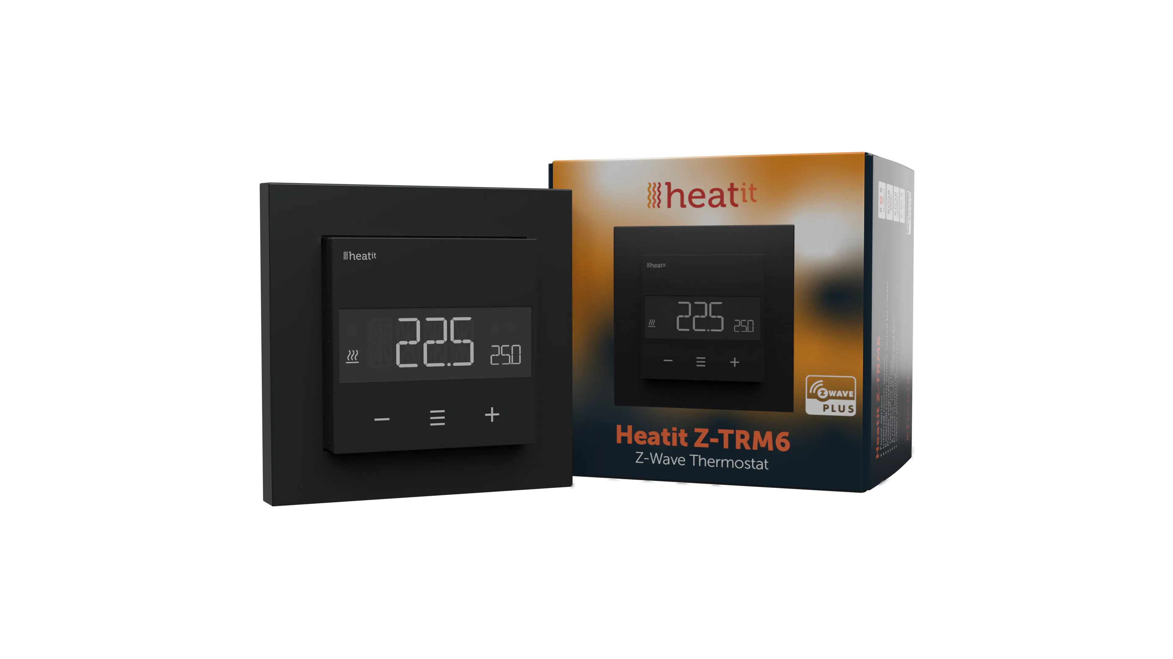 Heatit Z-TRM6 Black Z-Wave Electric Heating Thermostat 3600W 16A