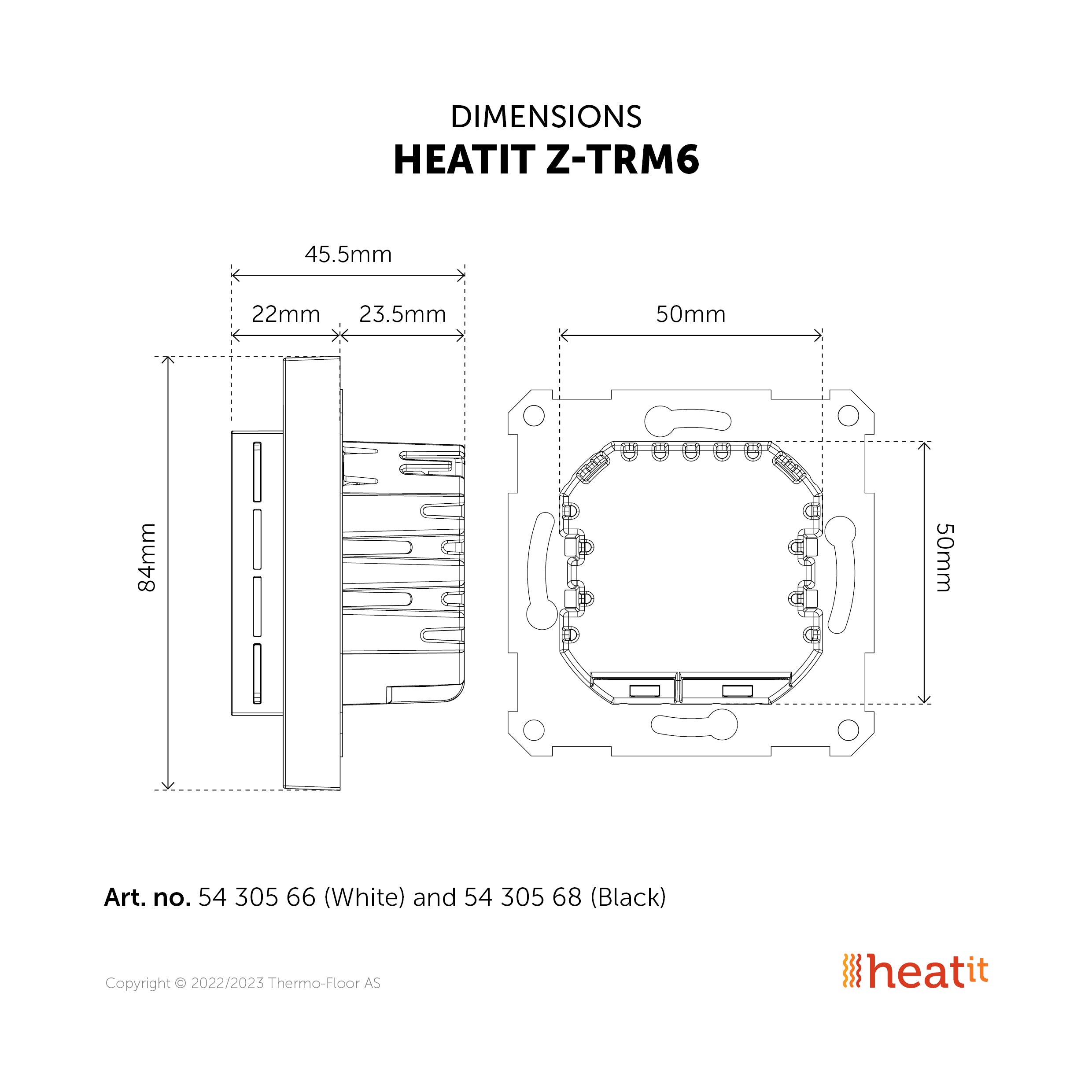 Heatit Z-TRM6 White Z-Wave Electric Heating Thermostat 3600W 16A