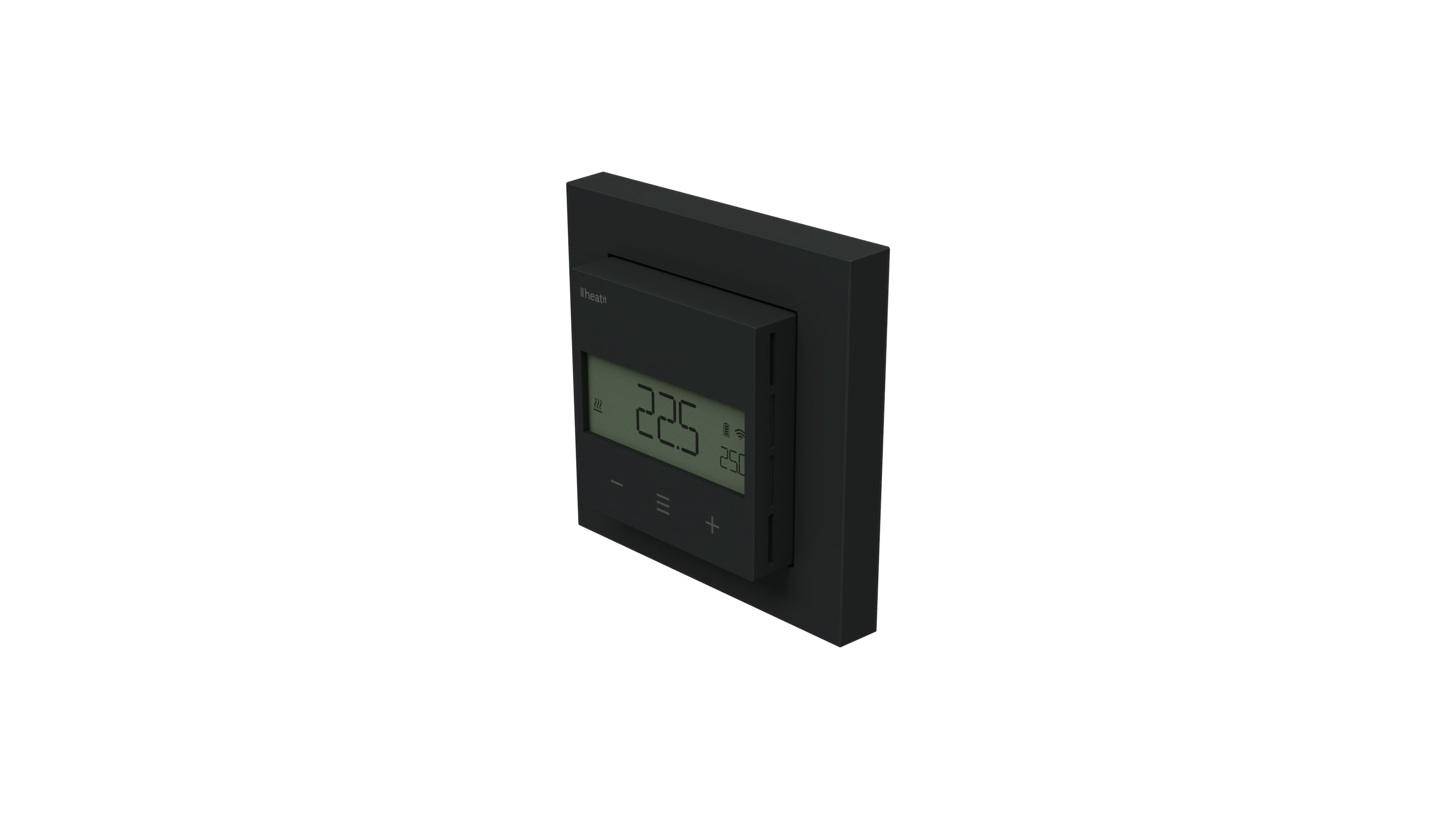 Heatit Z-Temp3 Black Matt Battery Operated Z-Wave Thermostat