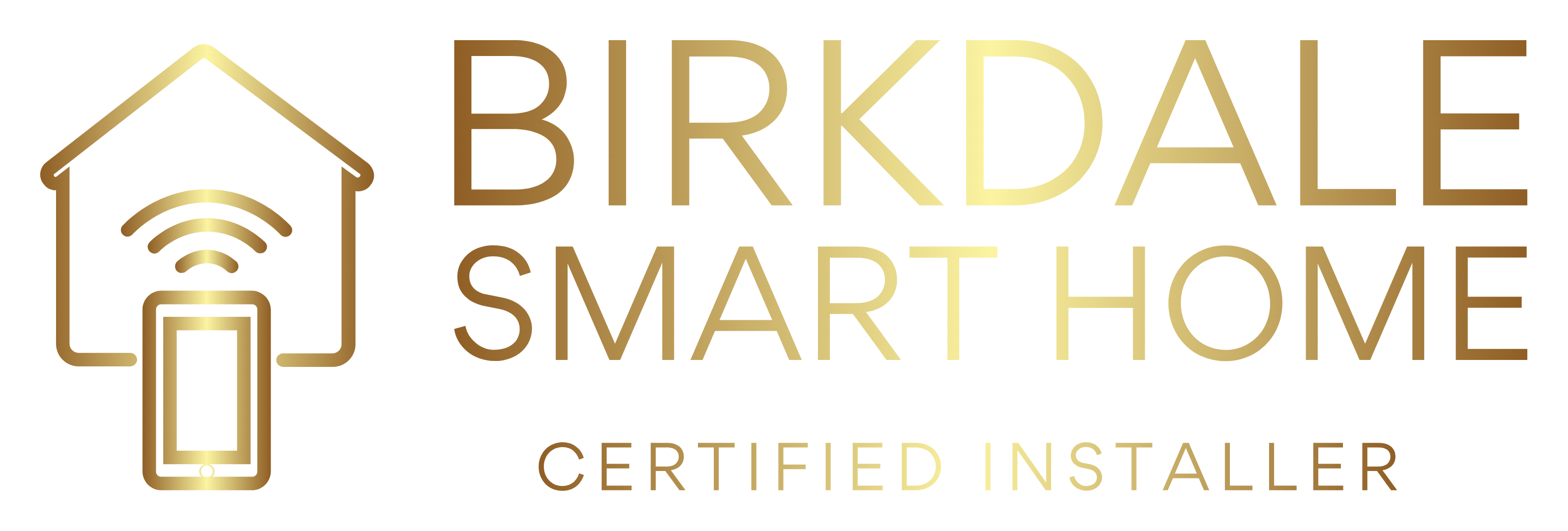 Birkdale Smart Home Certified Installer Logo in metallic gold.