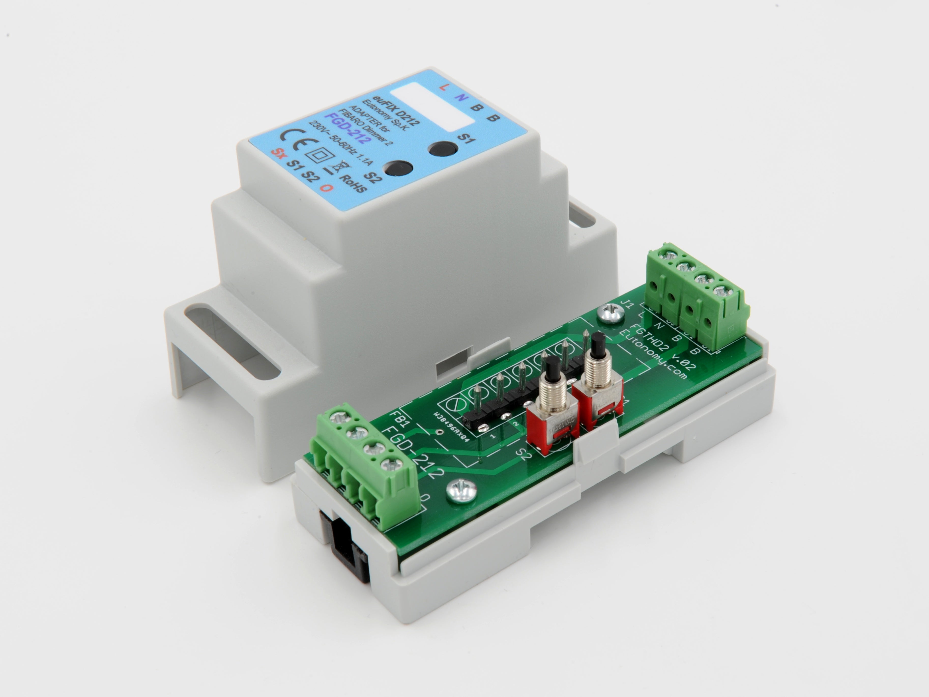 Eutonomy euFIX D212 DIN Rail Enclosure for FIBARO Dimmer 2