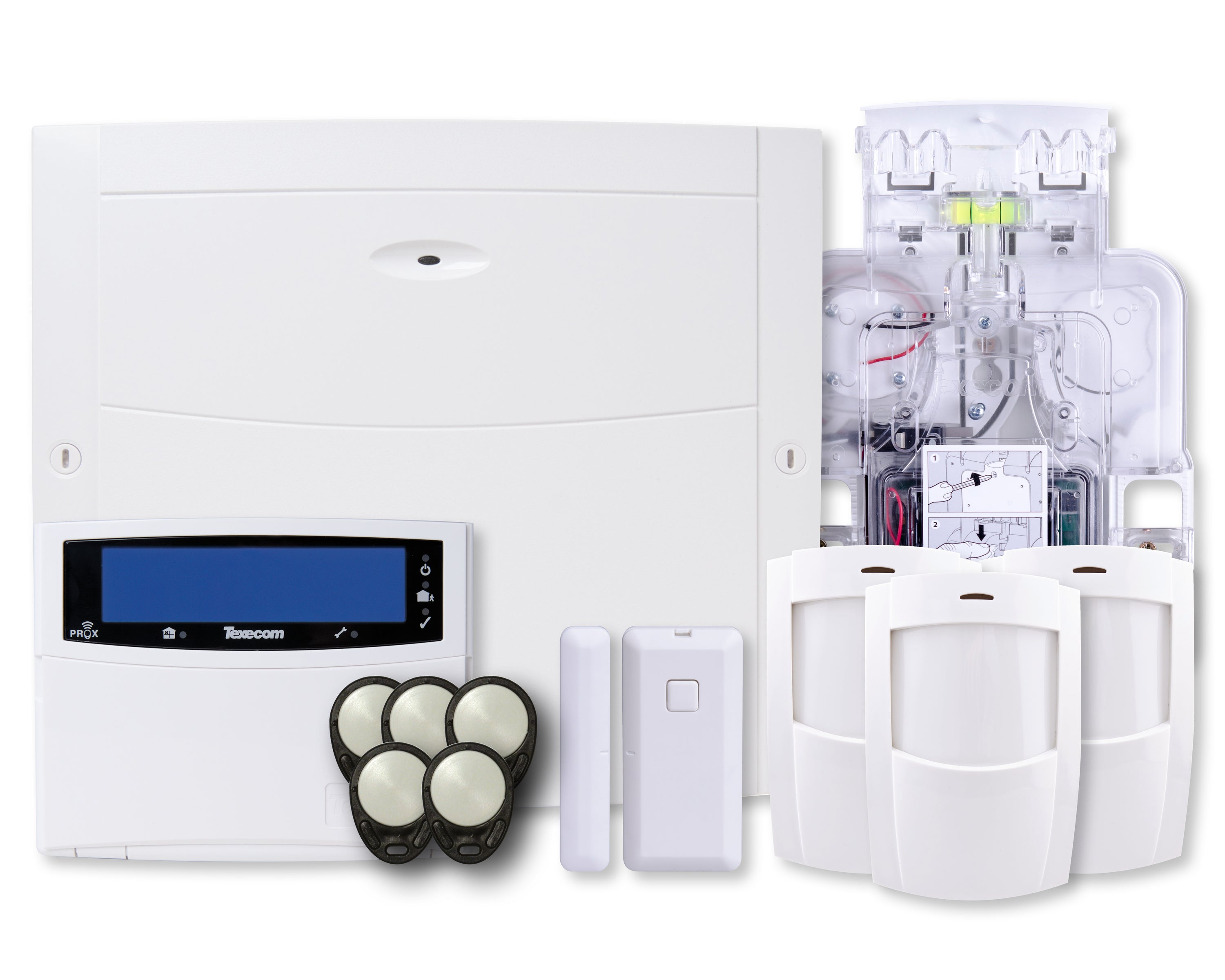 A selection of Texecom products against a white background.