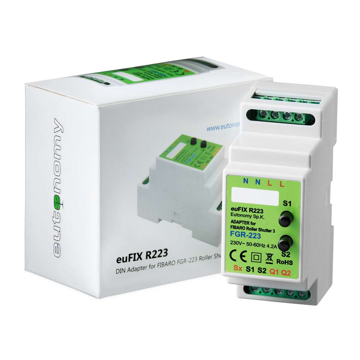 Eutonomy euFIX R223 DIN Rail Enclosure for FIBARO Roller Shutter 3
