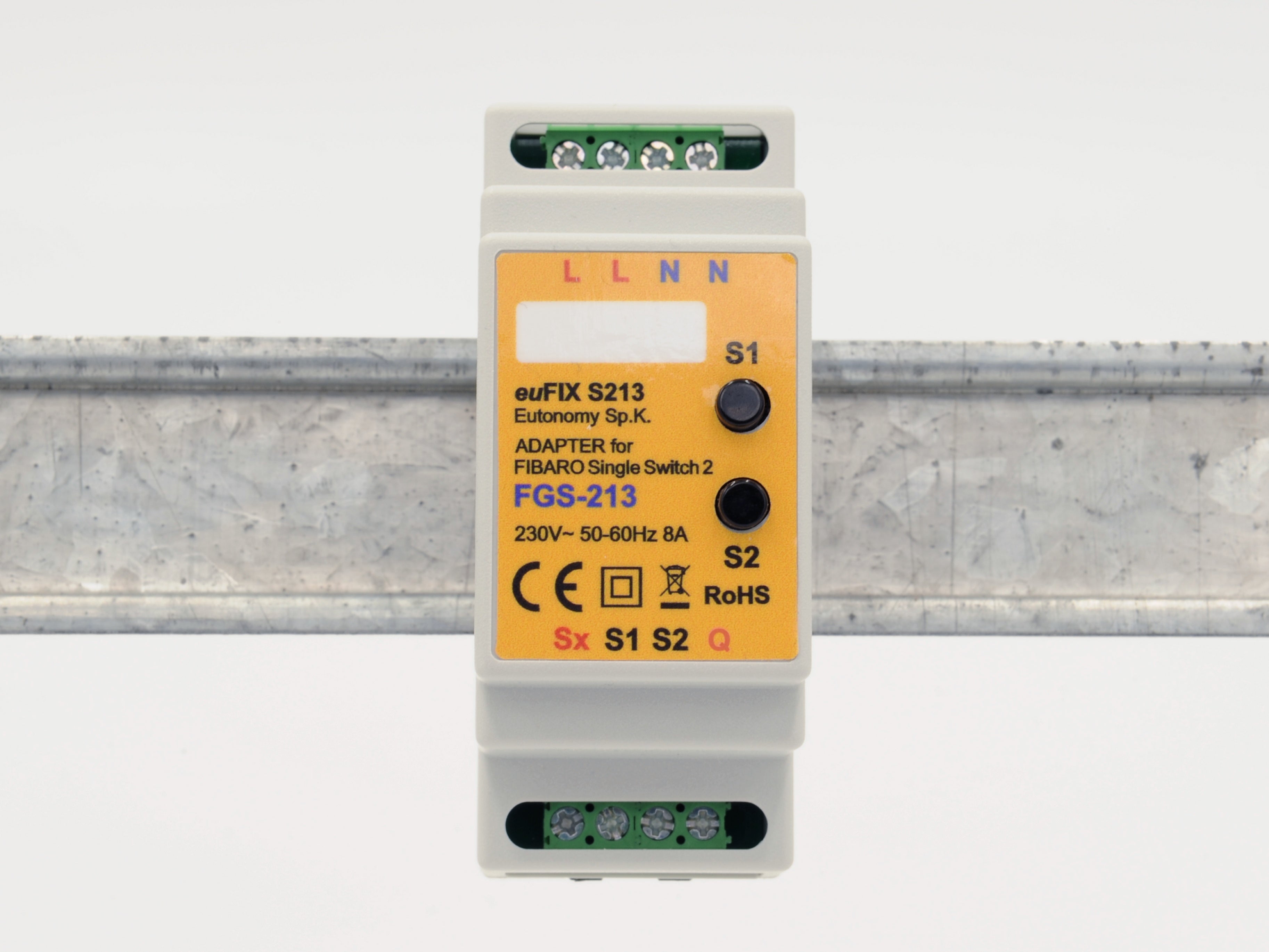 Eutonomy euFIX S213 DIN Rail Enclosure for FIBARO Single Switch 2