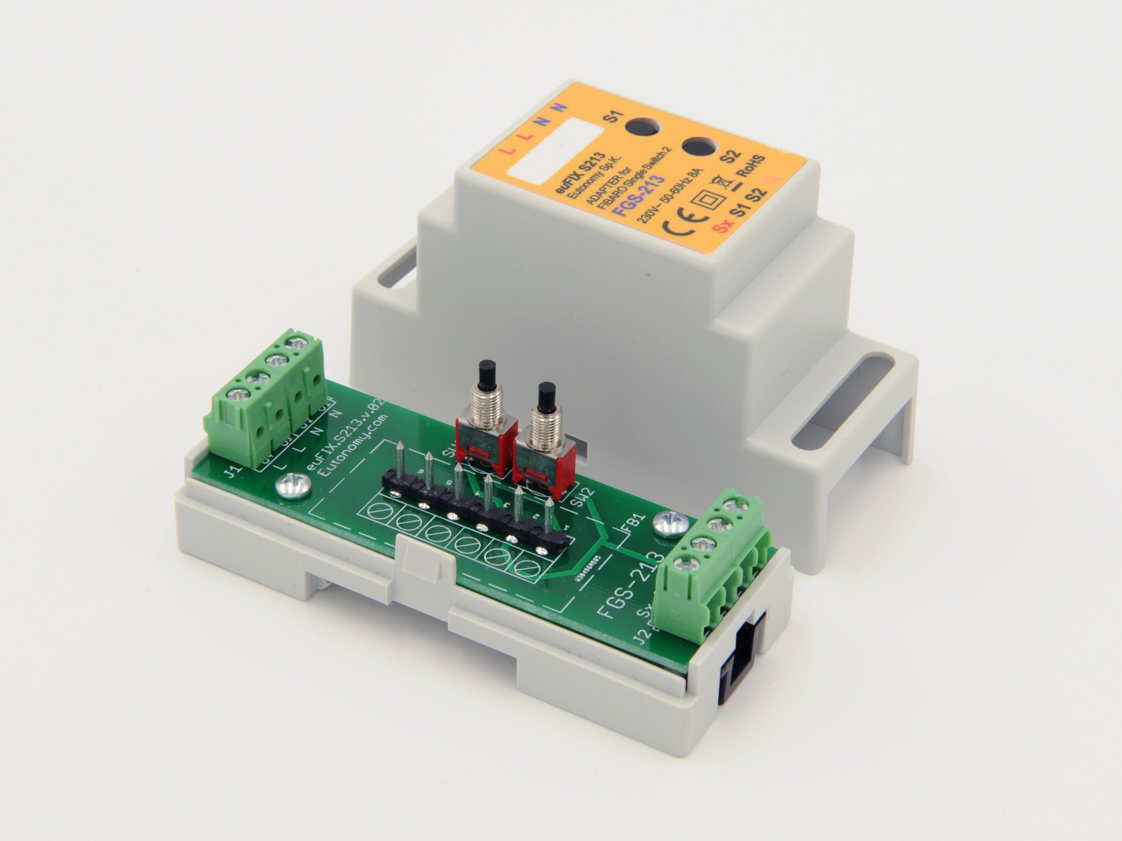 Eutonomy euFIX S213 DIN Rail Enclosure for FIBARO Single Switch 2
