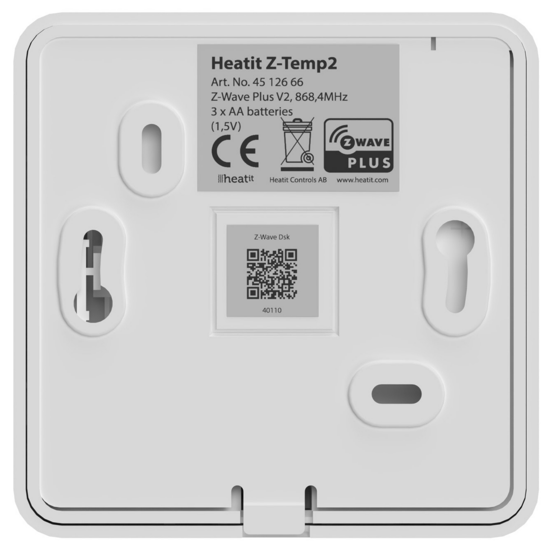 Heatit Z-Temp2 White Z-Wave Battery Operated Temperature Sensor