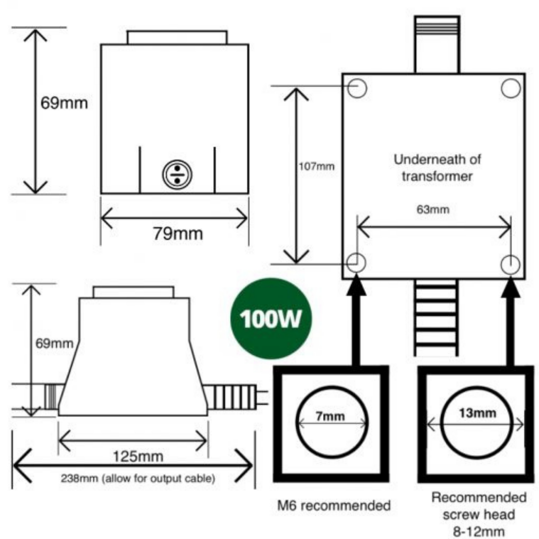 100w AC Waterproof Transformer