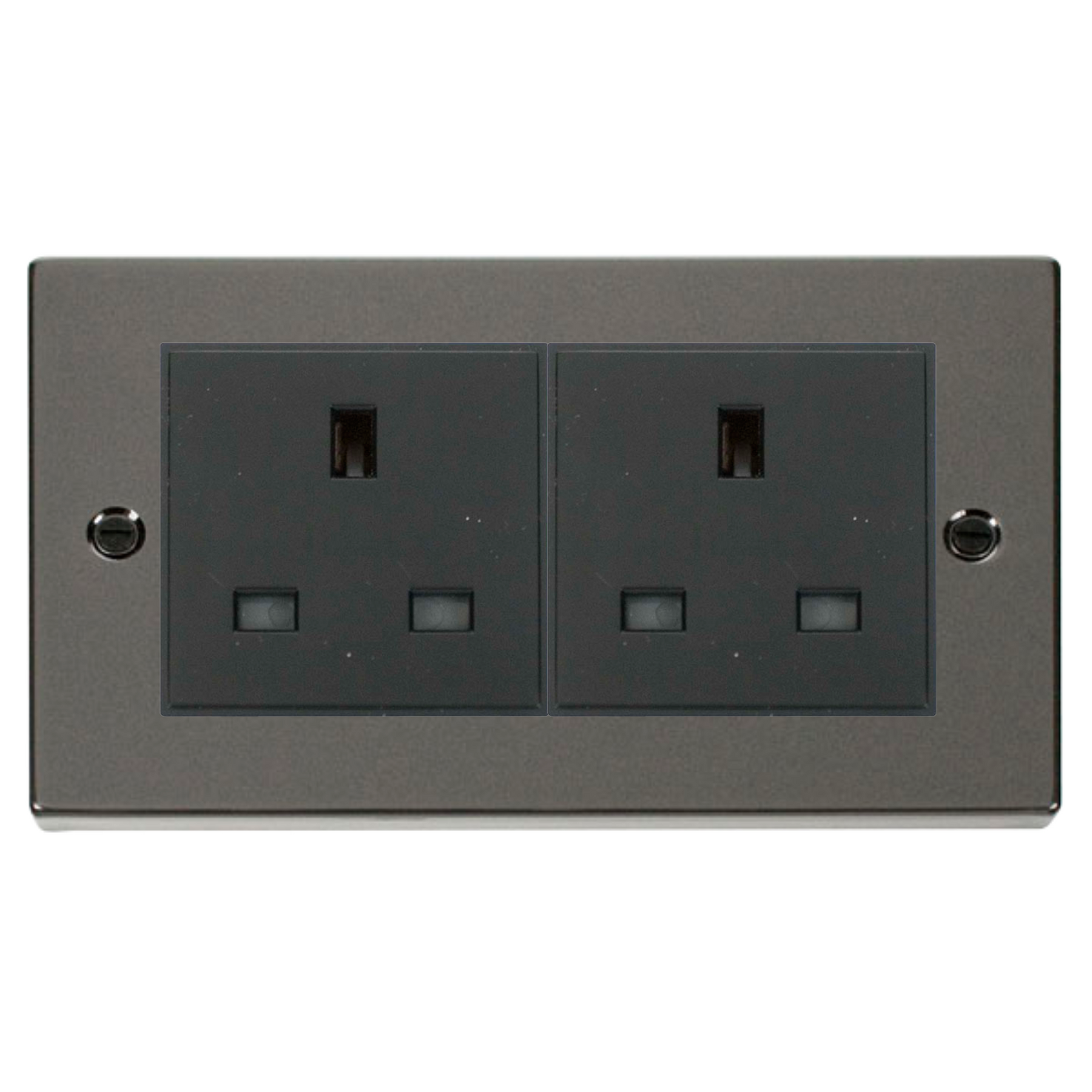 Z-Wave UK Smart Socket - 2 Gang - Black Nickel