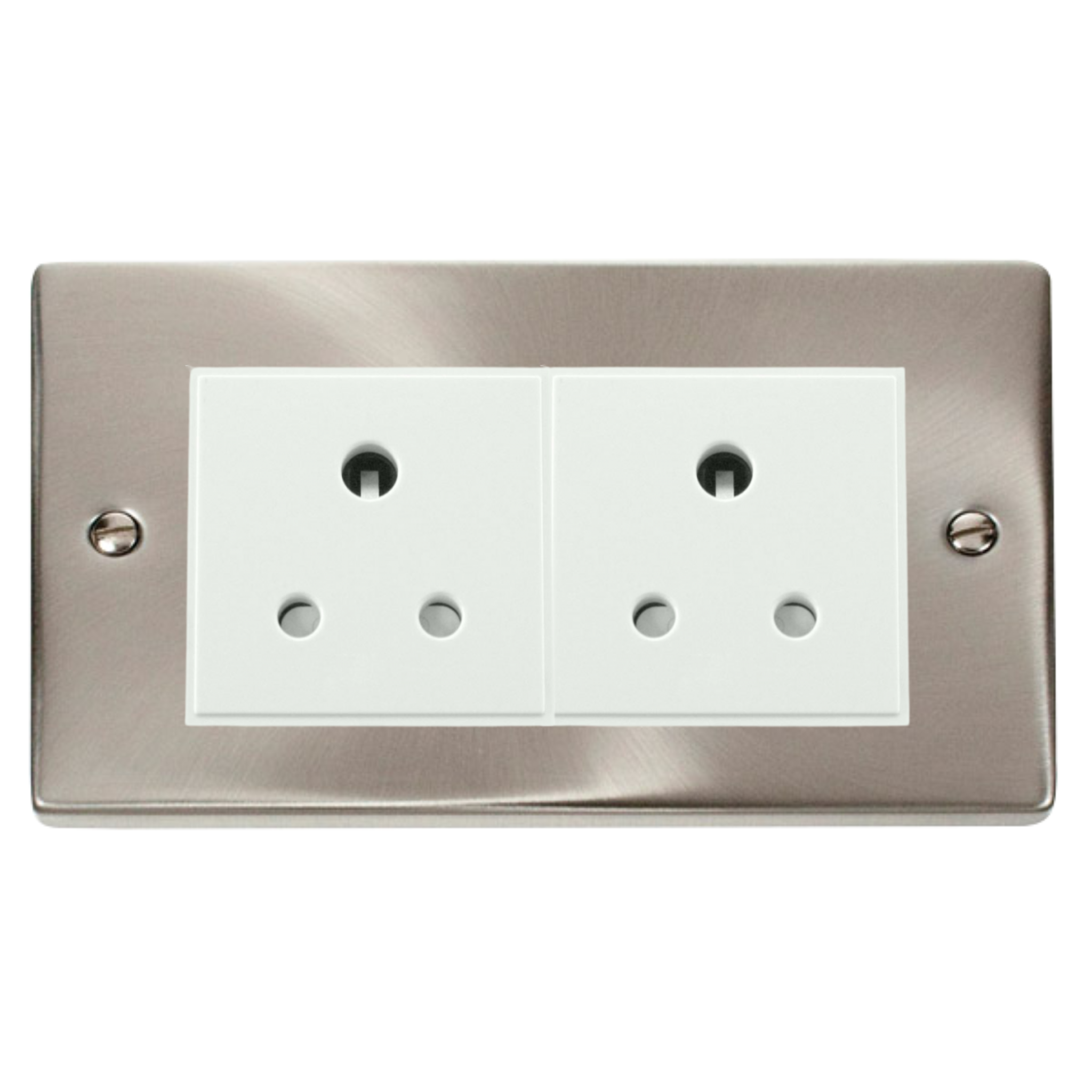 Z-Wave UK Dimmer Socket - 2 Gang - Satin Chrome