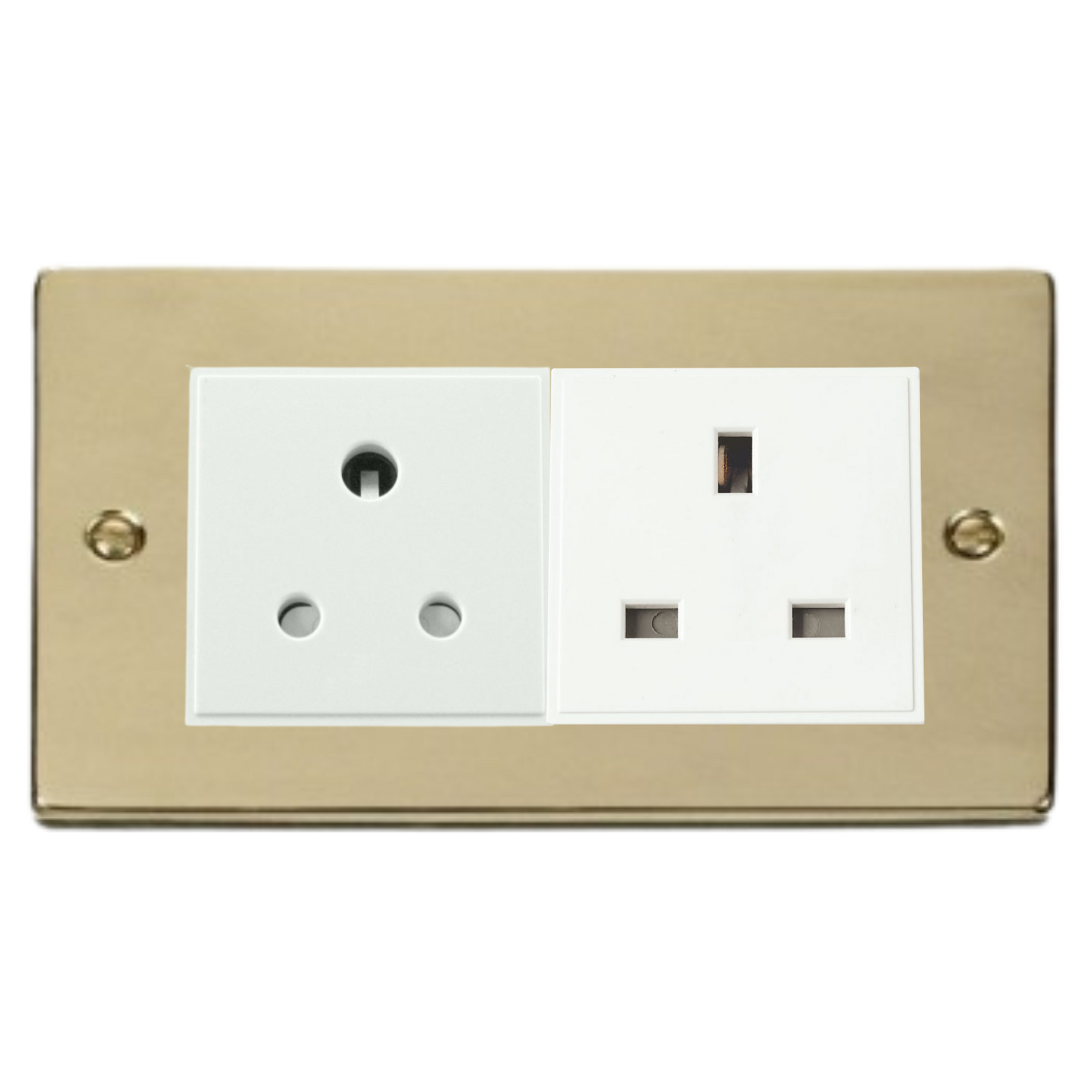 Z-Wave UK Dimmer Socket - 2 Gang - 1 Dimmable & 1 Standard - Matt Gold