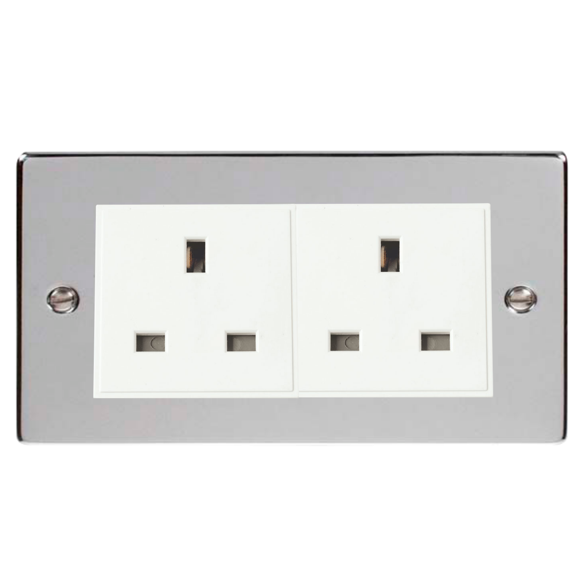 Z-Wave UK Smart Socket - 2 Gang - Polished Chrome