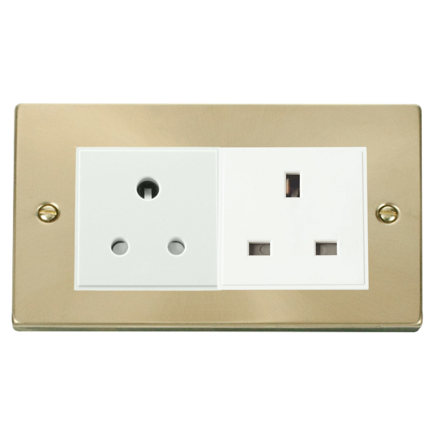 Z-Wave UK Dimmer Socket - 2 Gang - 1 Dimmable & 1 Standard - Polished Gold