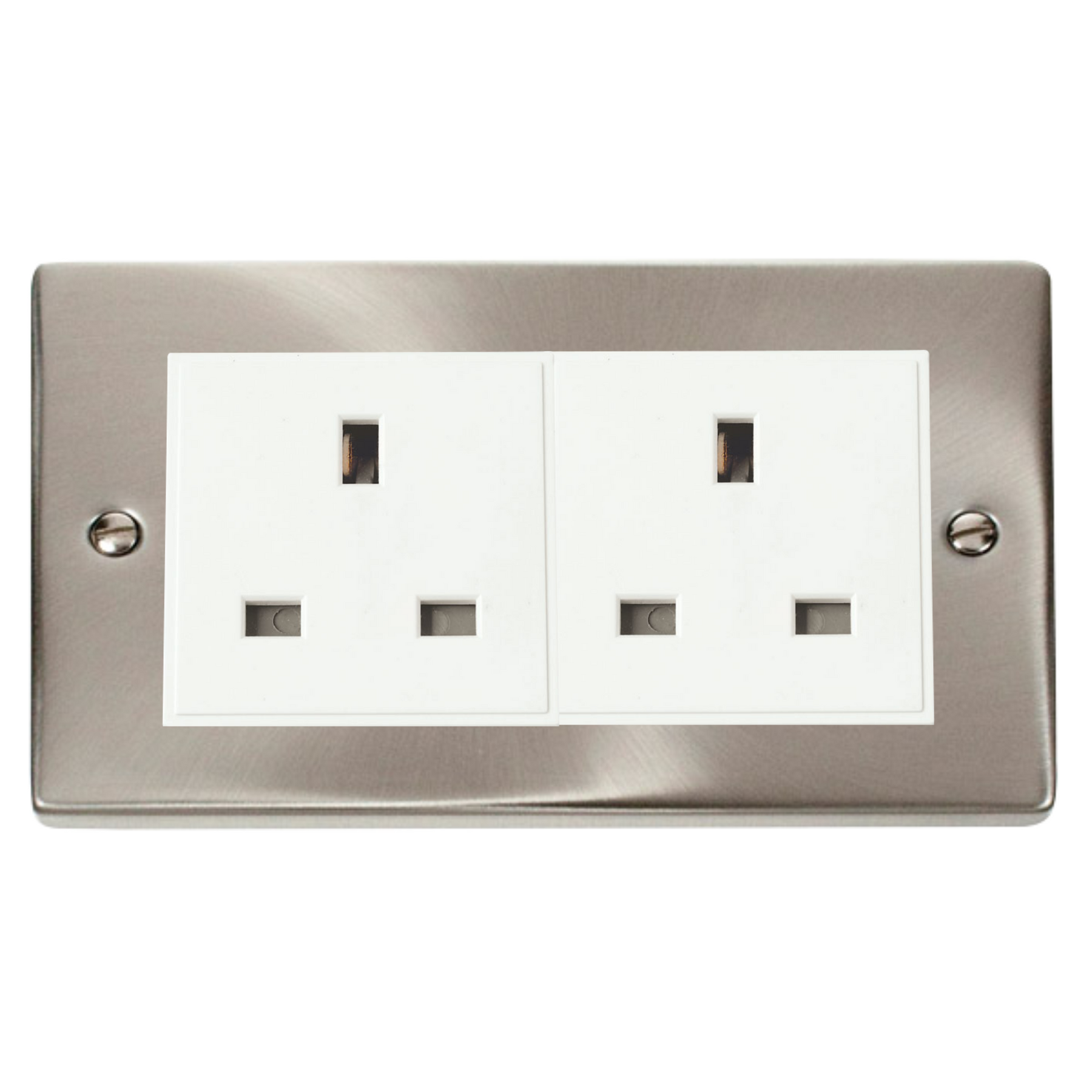 Z-Wave UK Smart Socket - 2 Gang - Satin Chrome