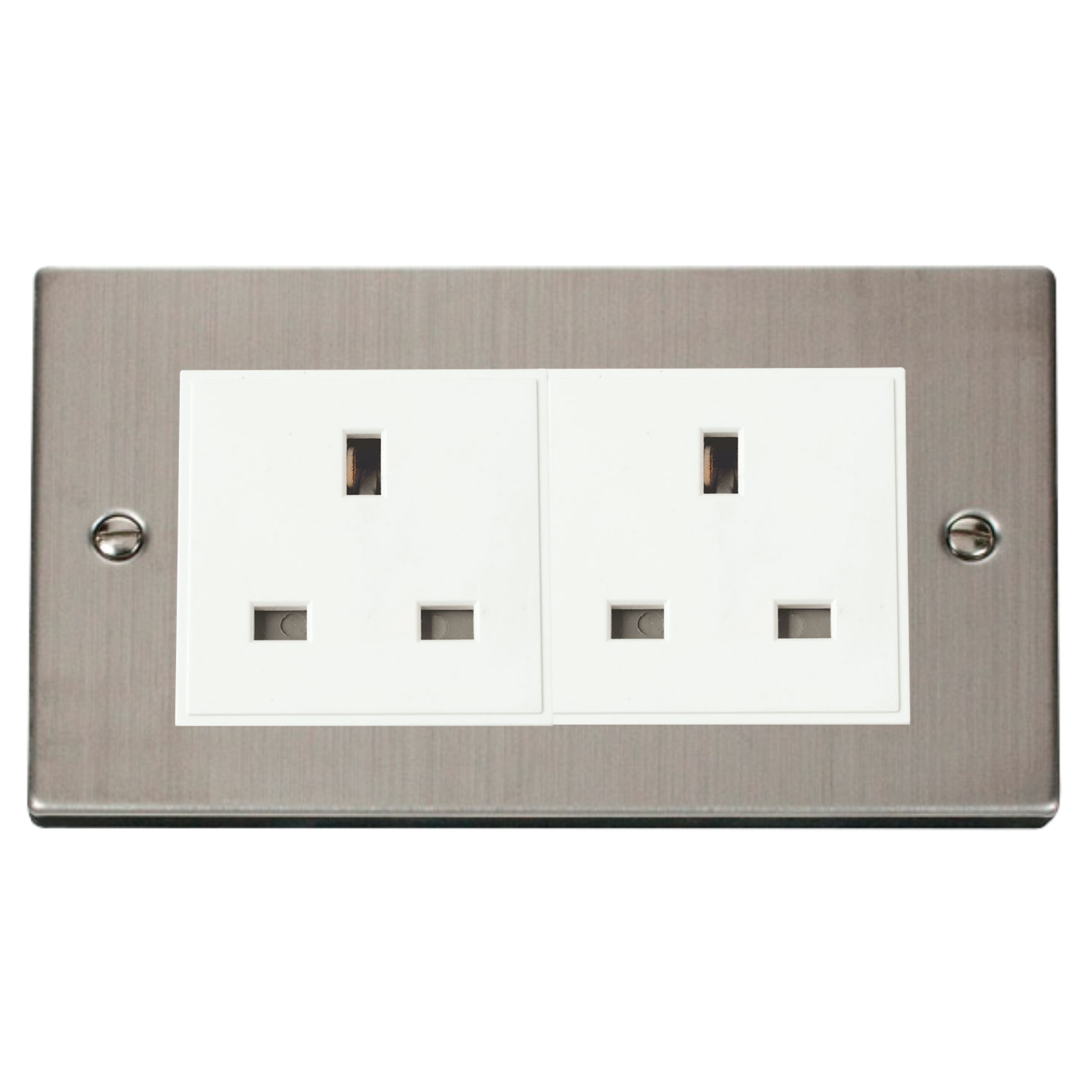 Z-Wave UK Smart Socket - 2 Gang - Stainless Steel