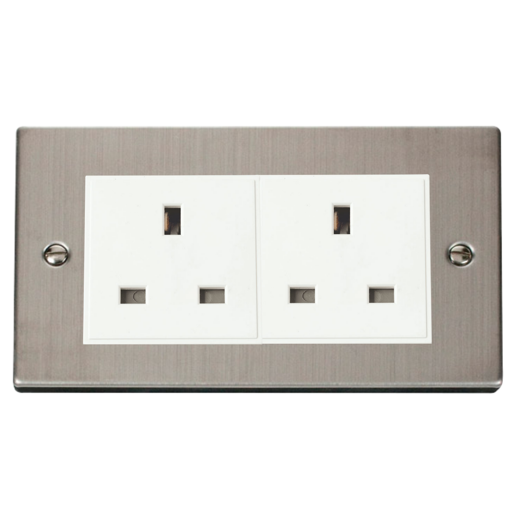 Z-Wave UK Smart Socket - 2 Gang - Stainless Steel