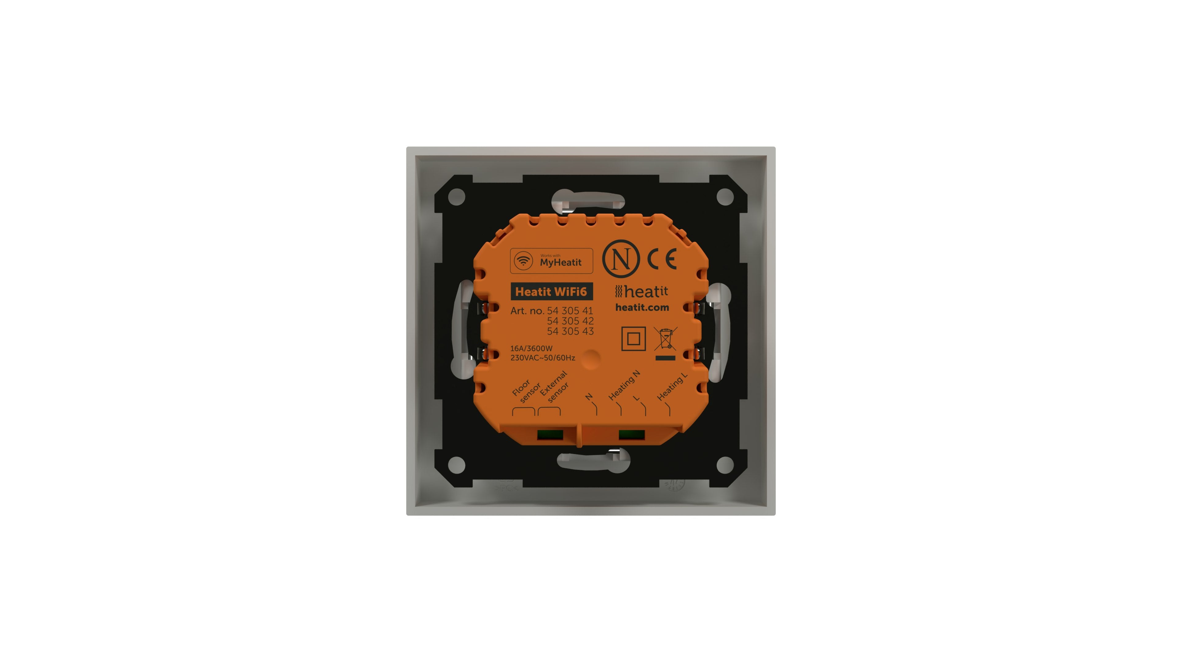 Heatit WiFi6 Thermostat White RAL 9003 3600W 16A