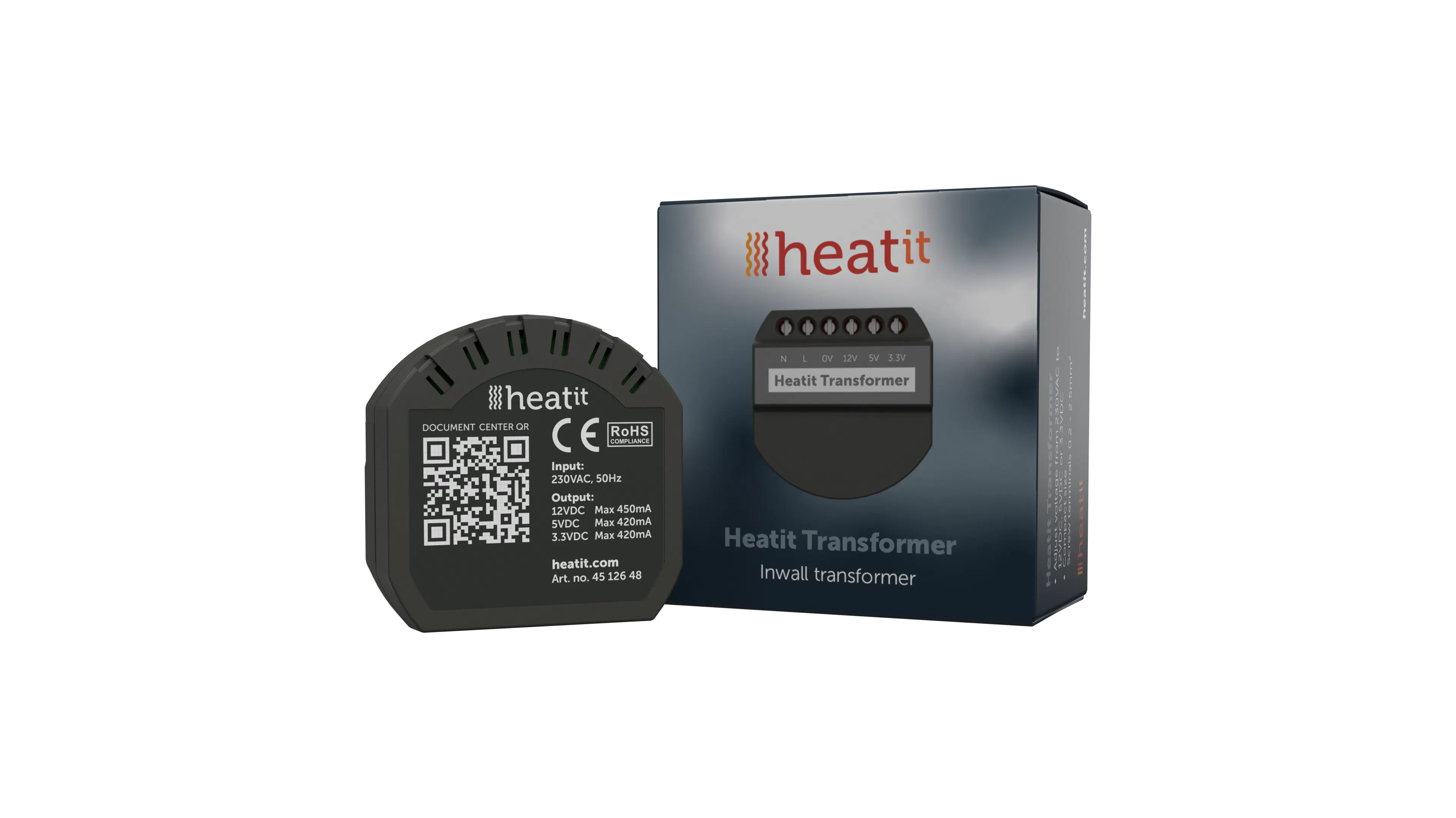 Heatit Transformer 230VAC to 12VDC, 5VDC & 3.3VDC