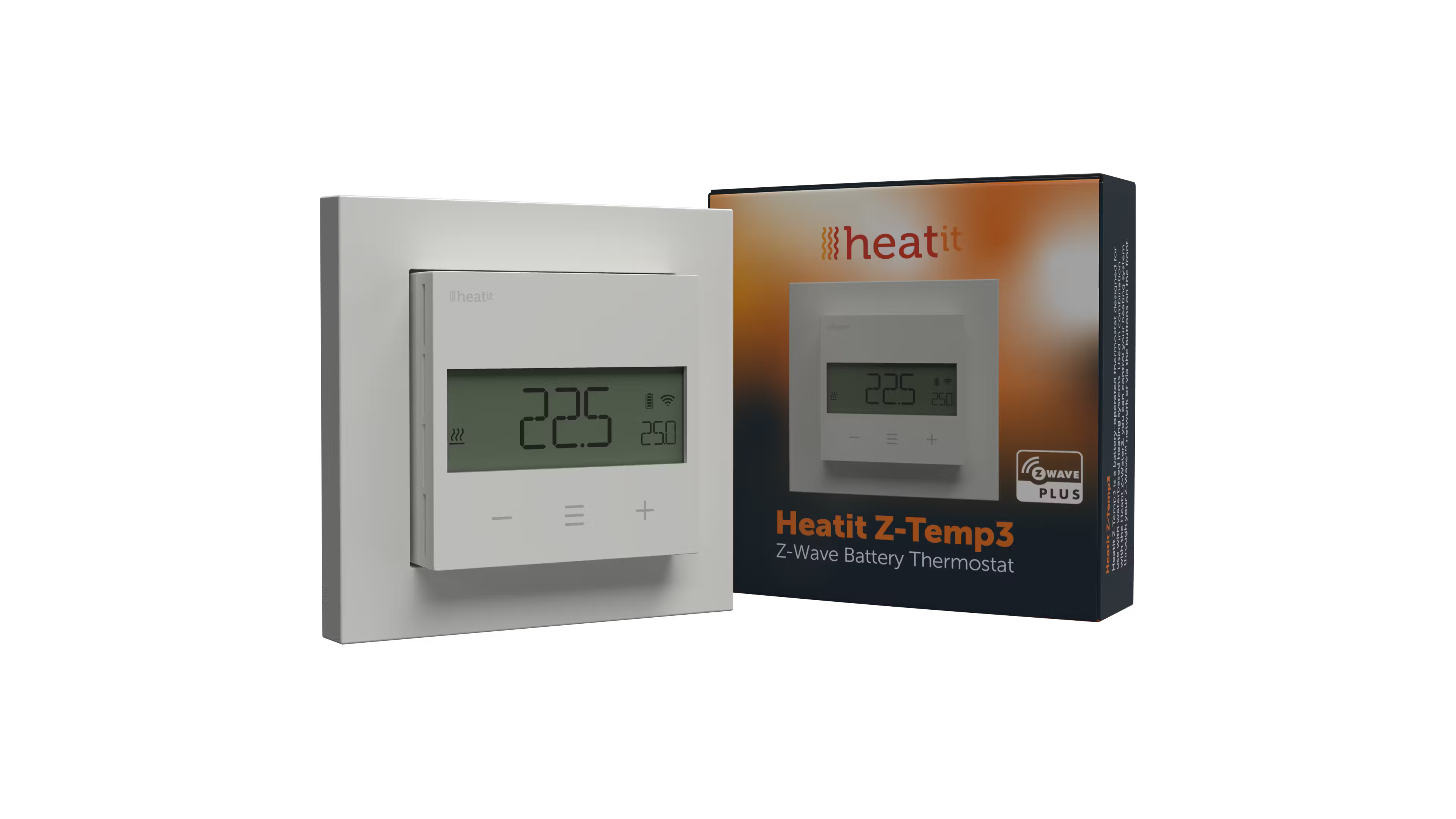 Heatit Z-Temp3 White RAL 9003 Battery Operated Z-Wave Thermostat