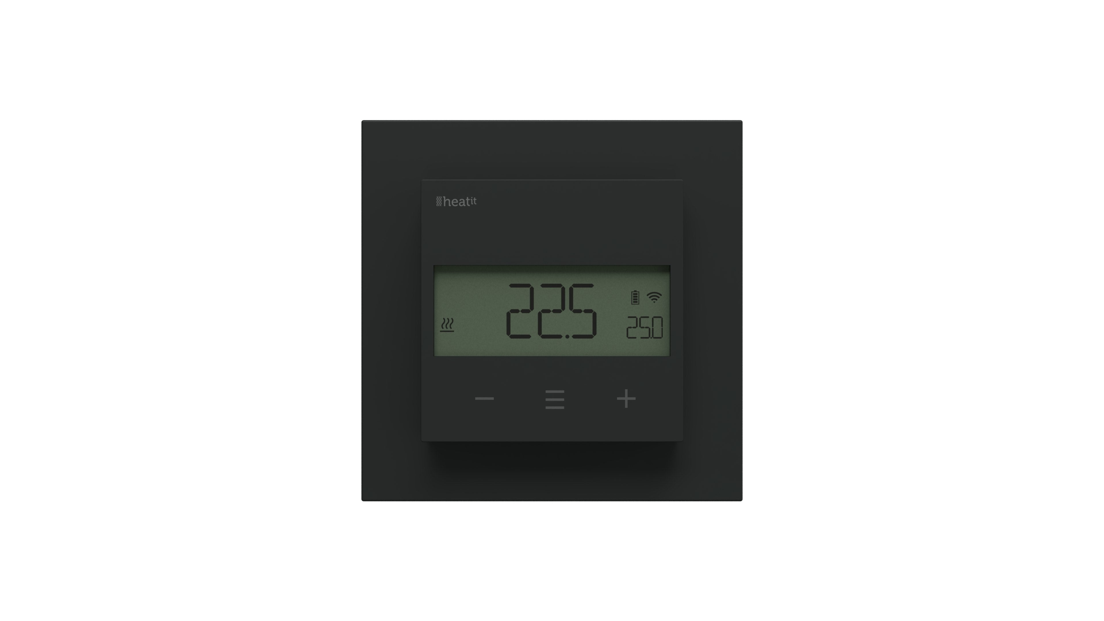 Heatit Z-Temp3 Black Matt Battery Operated Z-Wave Thermostat