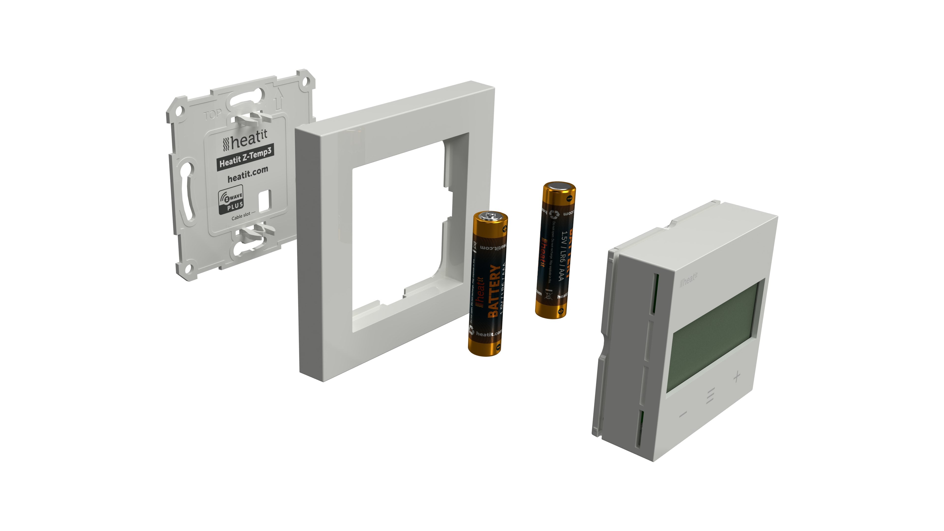 Heatit Z-Temp3 White RAL 9003 Battery Operated Z-Wave Thermostat