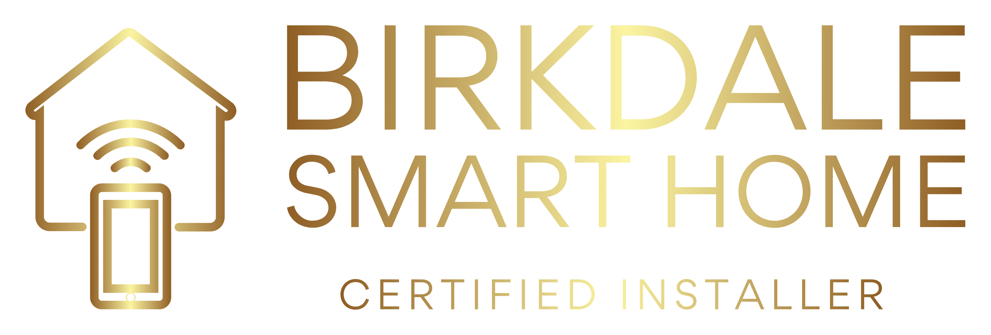 Birkdale Smart Home Certified Installer Logo in metallic gold. 