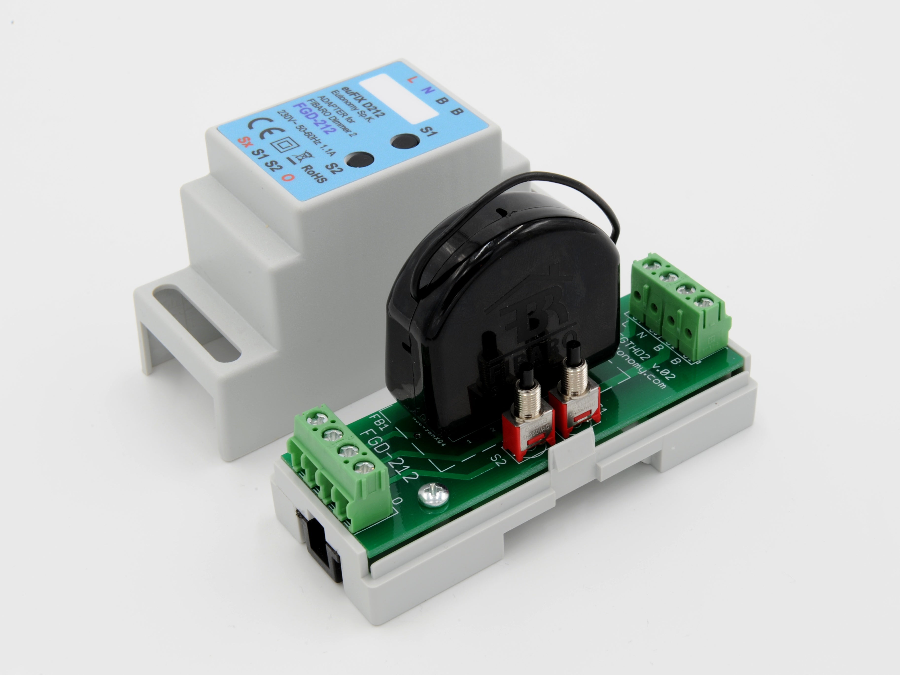 Eutonomy euFIX D212 DIN Rail Enclosure for FIBARO Dimmer 2