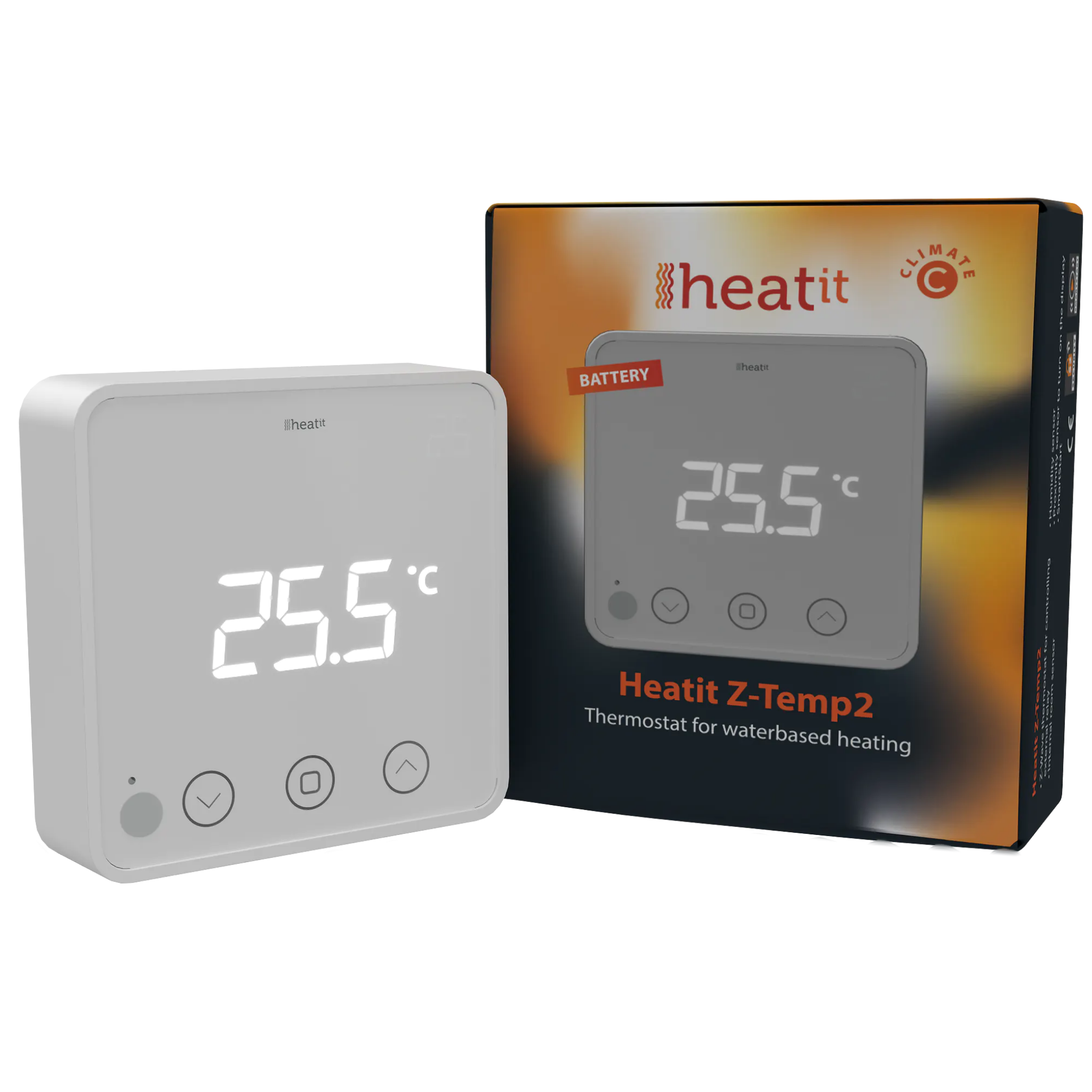 Heatit Z-Temp2 White Z-Wave Battery Operated Temperature Sensor