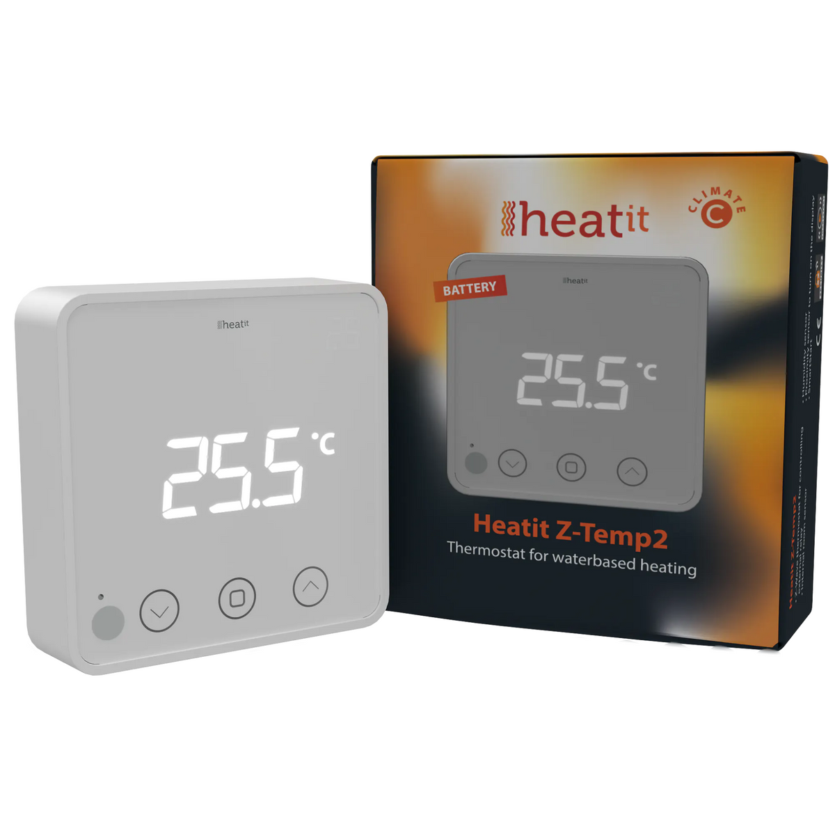 Heatit Z-Temp2 White Z-Wave Battery Operated Temperature Sensor