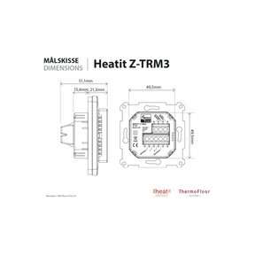 Heatit Z-TRM3 Black Z-Wave Electric Heating Thermostat 3600W 16A