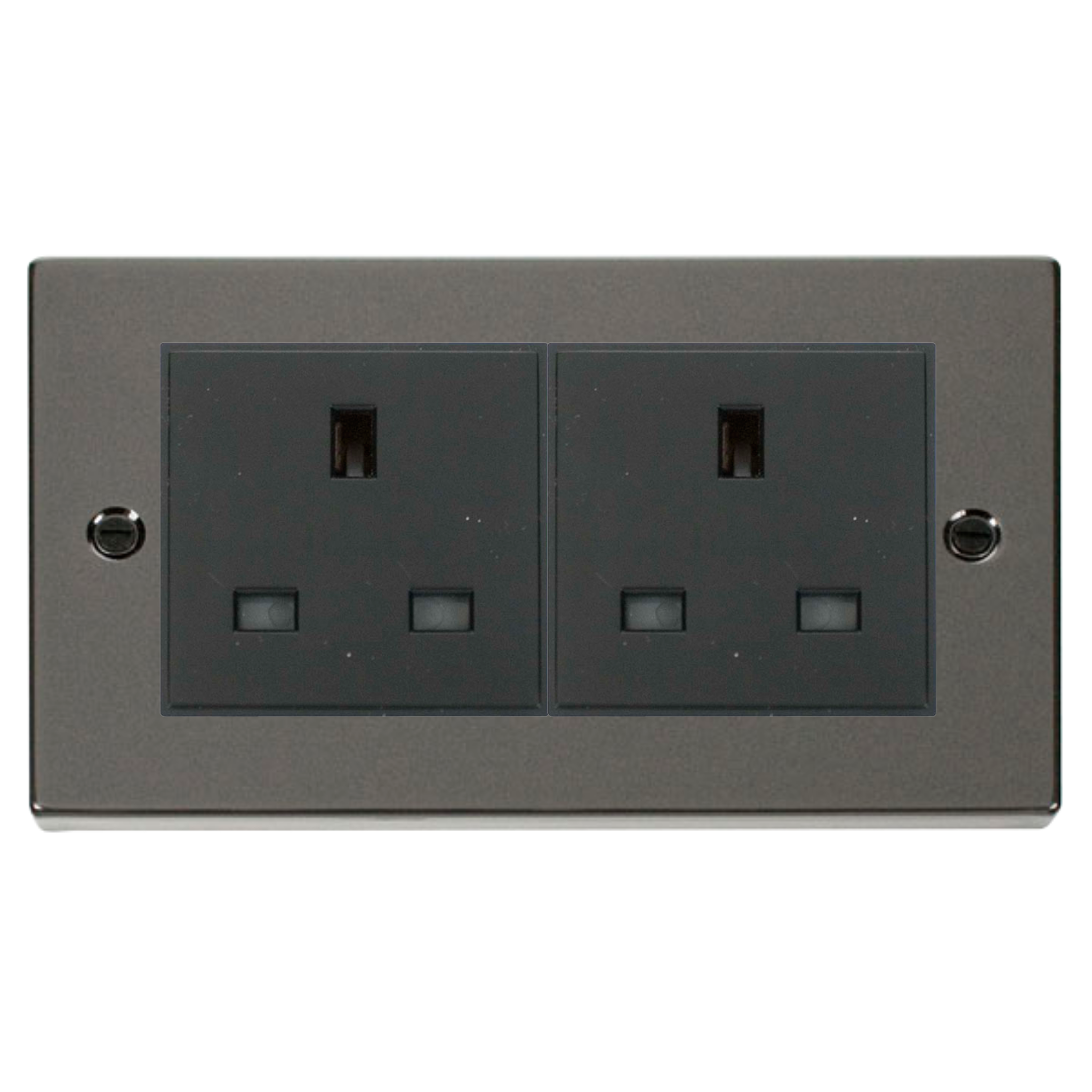 Z-Wave UK Smart Socket - 2 Gang - Black Nickel