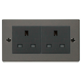 Z-Wave UK Smart Socket - 2 Gang - Black Nickel
