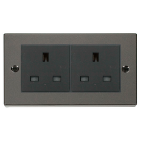 Z-Wave UK Smart Socket - 2 Gang - Black Nickel