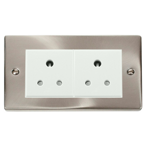 Z-Wave UK Dimmer Socket - 2 Gang - Satin Chrome