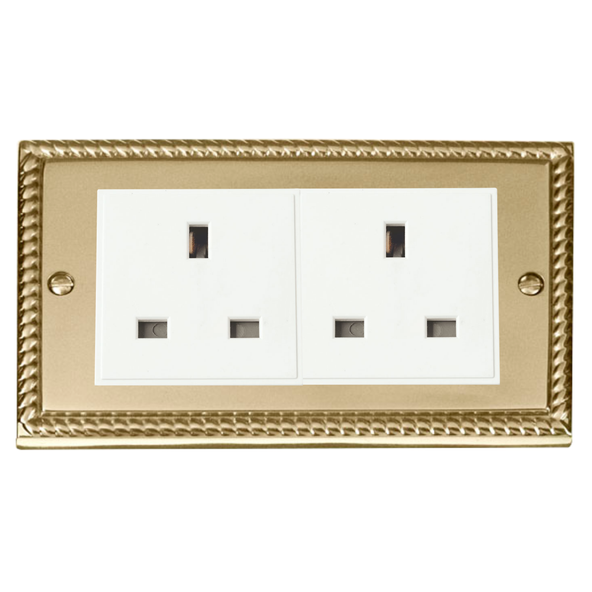 Z-Wave UK Smart Socket - 2 Gang - Georgian Brass