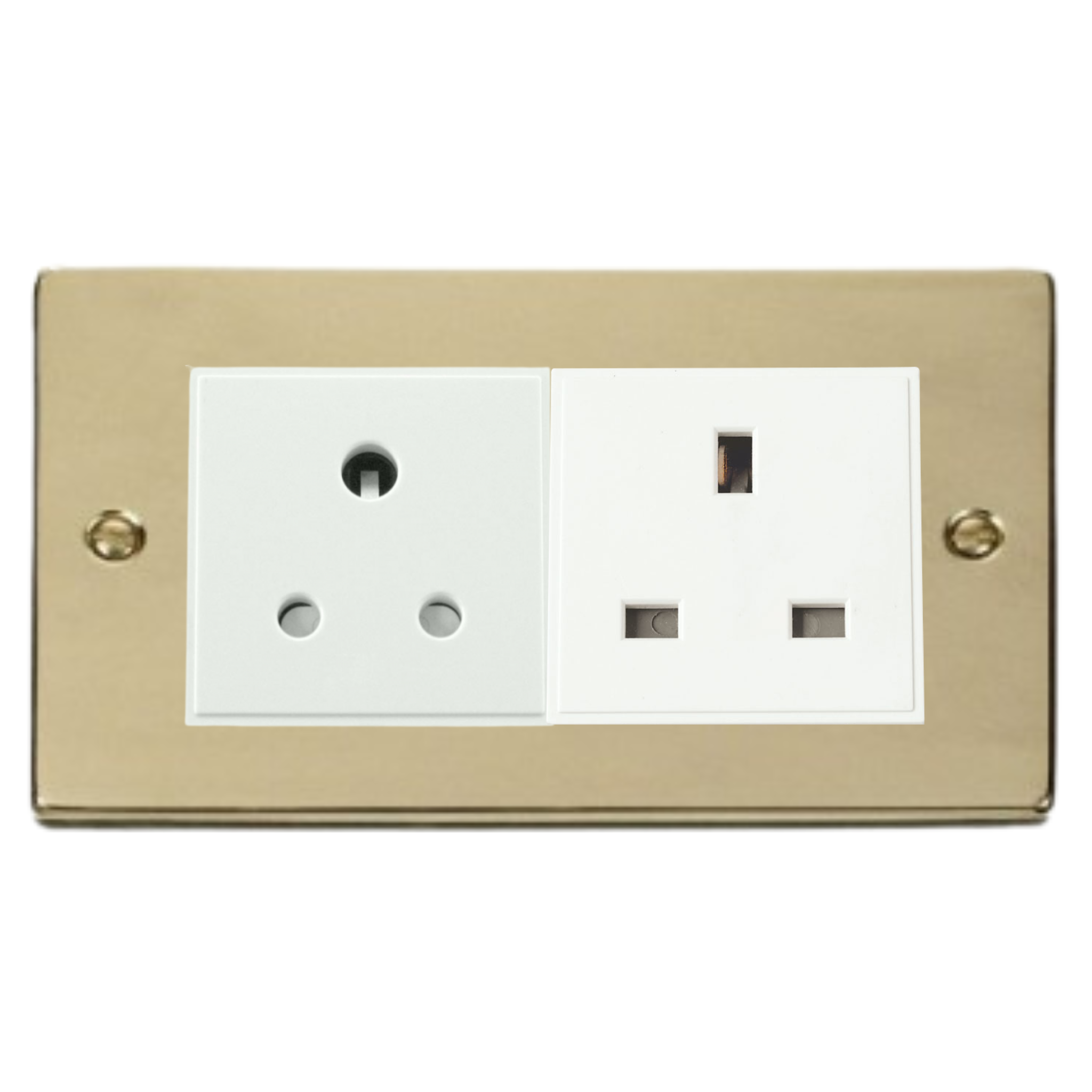 Z-Wave UK Dimmer Socket - 2 Gang - 1 Dimmable & 1 Standard - Matte Gold