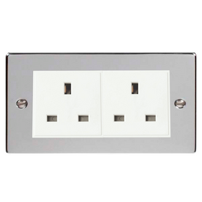 Z-Wave UK Smart Socket - 2 Gang - Polished Chrome