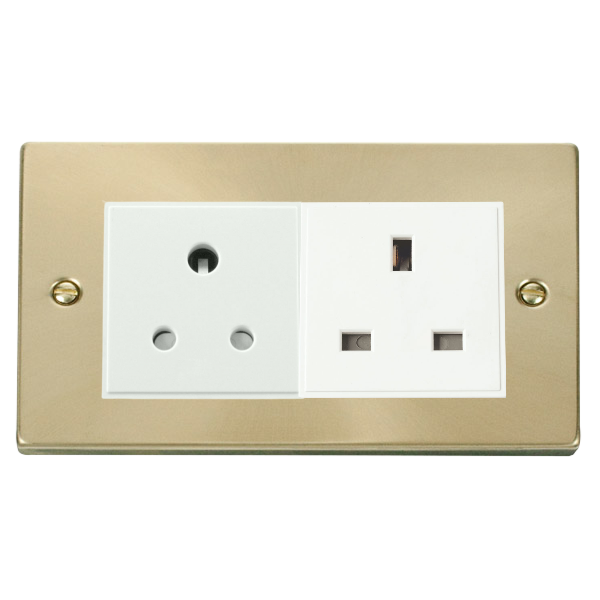 Z-Wave UK Dimmer Socket - 2 Gang - 1 Dimmable & 1 Standard - Polished Gold