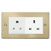 Z-Wave UK Dimmer Socket - 2 Gang - 1 Dimmable & 1 Standard - Polished Gold