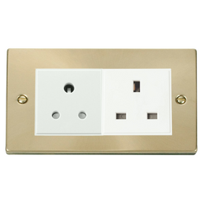 Z-Wave UK Dimmer Socket - 2 Gang - 1 Dimmable & 1 Standard - Polished Gold