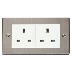 Z-Wave UK Smart Socket - 2 Gang - Stainless Steel