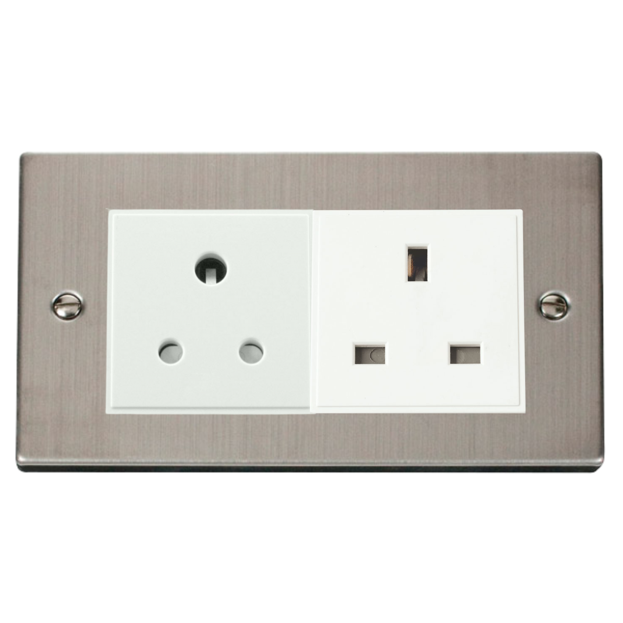 Z-Wave UK Dimmer Socket - 2 Gang - 1 Dimmable & 1 Standard - Stainless Steel